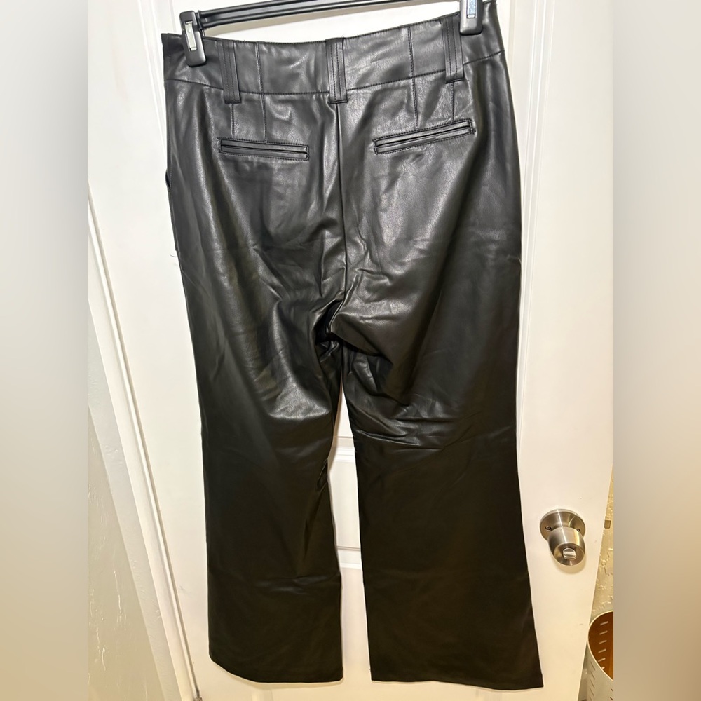 Anthropologie Maeve Naomi Wide Leg Black Faux Leather Pants EUC Size 8 - Picture 6 of 9